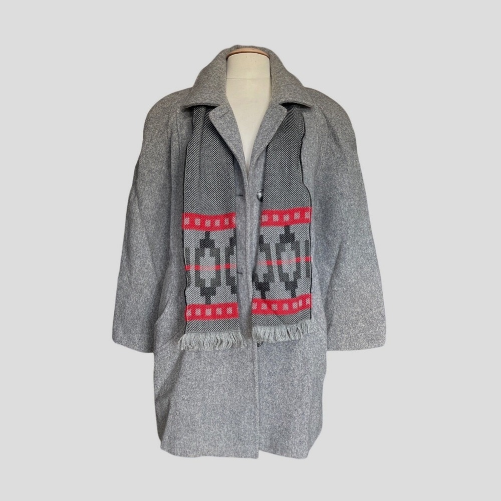 Leslie Fay Womens Vtg Gray Wool Mid Length Classic Coat 14‎ Preppy Hipster Retro